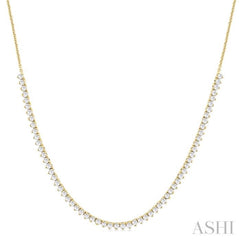 1 ctw Halfway Round Cut Diamond Tennis Necklace in 14K Yellow Gold