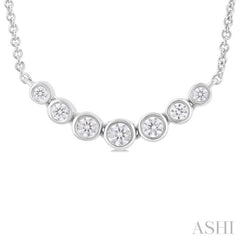 1/4 ctw Graduated Bezel Set Round Cut Diamond Smile Necklace in 14K White Gold